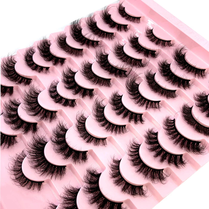 HBZGTLAD 20 Pairs Fluffy 3d Mink Lashes Natural Eyelash Extension Mink False Eyelashes Cilios Faux Cils Makeup Tool Thick Lashes