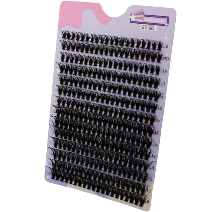 14 Rows 280 Clusters 40D Mix 9-16mm Cluster Lashes Extension Natural Thick Fake Eyelash 3D Strip Individual Lashes