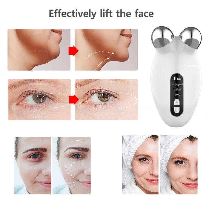 Facial Massager EMS Microcurrent Roller Device For Face Lifting Skin Tighten Rejuvenation Anti Wrikle Double Chin Remover Tools