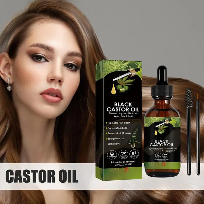 Black Castor Oil for Hair 60ml Moisturizing Hair Oil Care Liquid Jamaican Black Castor Hair Oil Gentle Natural Hair Growth Oil