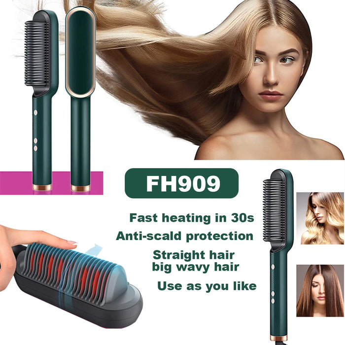 3 in 1 Electric Hot Heating Comb Hair Straightener Professional Mini Ceramic Brush Hair Straightener Brush Hair Styling Tool