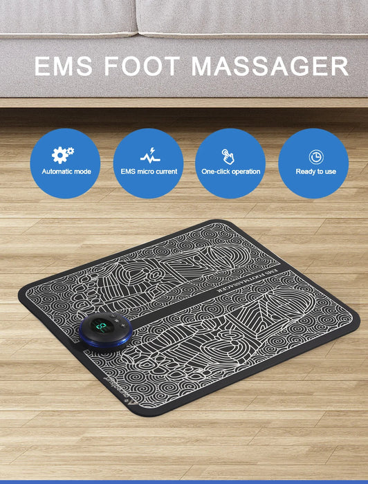 Electric EMS Foot Massager Pad Relief Pain Relax Feet Acupoints Massage Mat Shock Muscle Stimulation Improve Blood Circulation