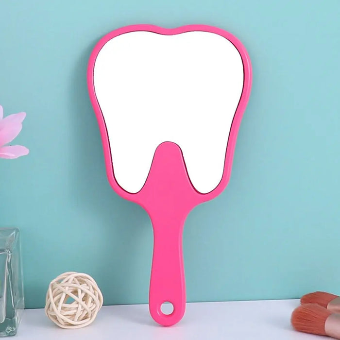 Tooth Shaped Handheld Mirror Practical PVC High Definition Dental Mirrors Makeup Mirror Gift