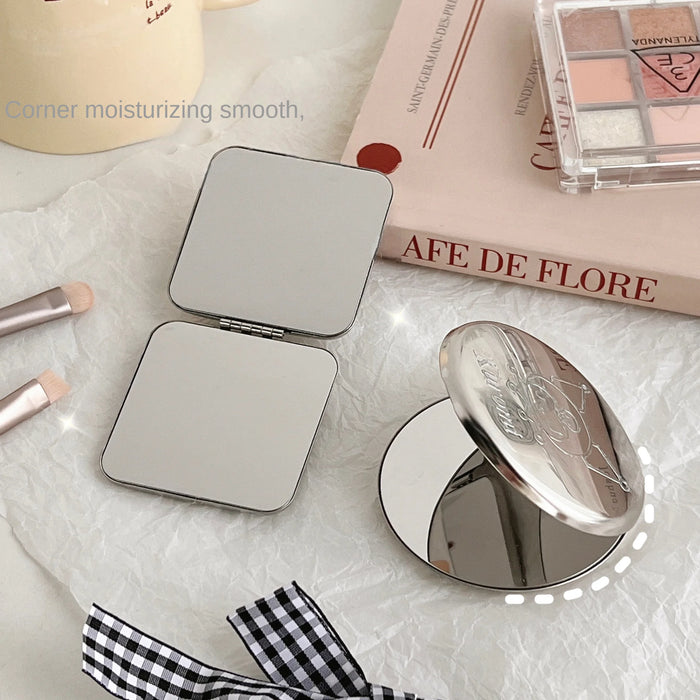 1Pcs Stainless Steel Makeup Mirror Portable Small Mirror Ins Handheld Double-sided Folding Mirror Beauty Tool New