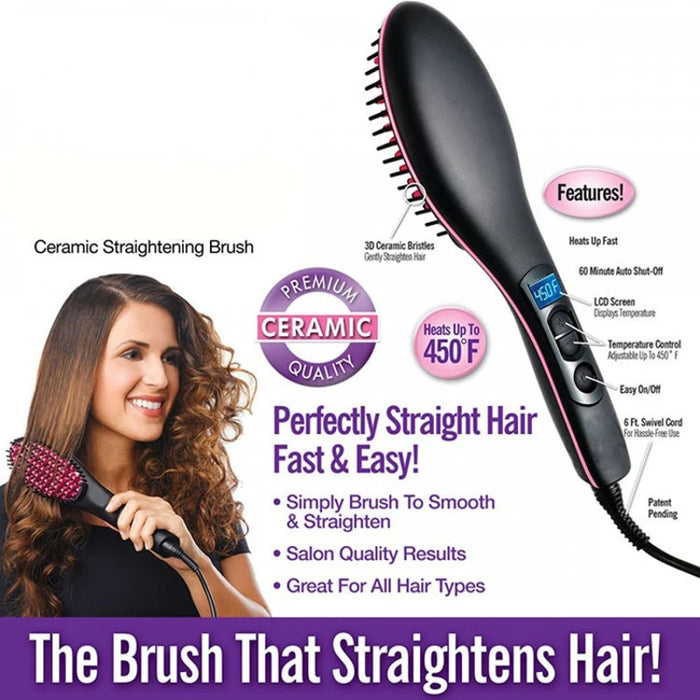 Electric Heating Comb Professional Hair Straightening Brush Adjustable Temperature Hair Straightener Women's Hair Hot Comb