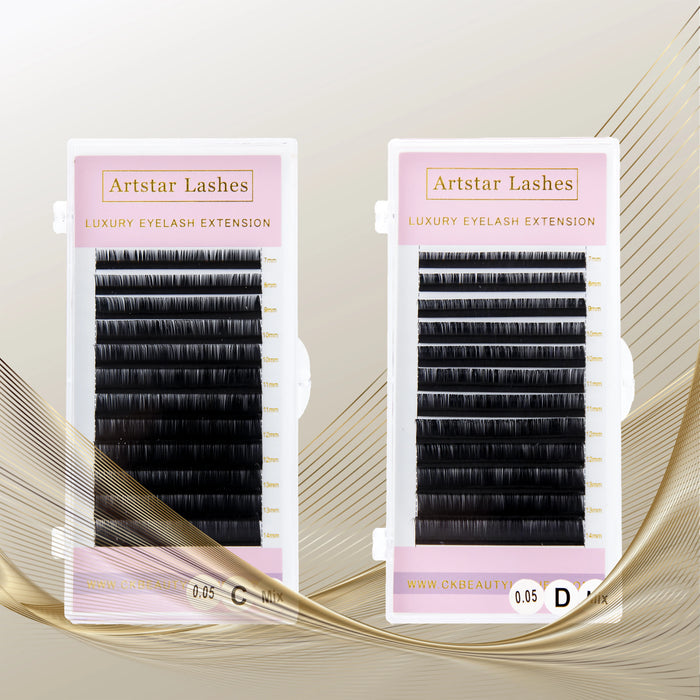 ARTSTRA 12Rows/tray Eyelash Extension C/D/CC Curl 8-20MM Voluming lashes Maquiagem Cilios for Professionals