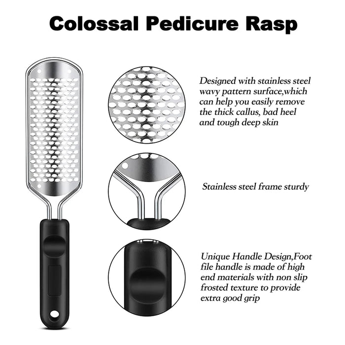 Pedicure Foot File Callus Remover Large Foot Rasp Colossal Foot Grater Scrubber Pro Stainless Steel Callus File for Wet Dry Feet