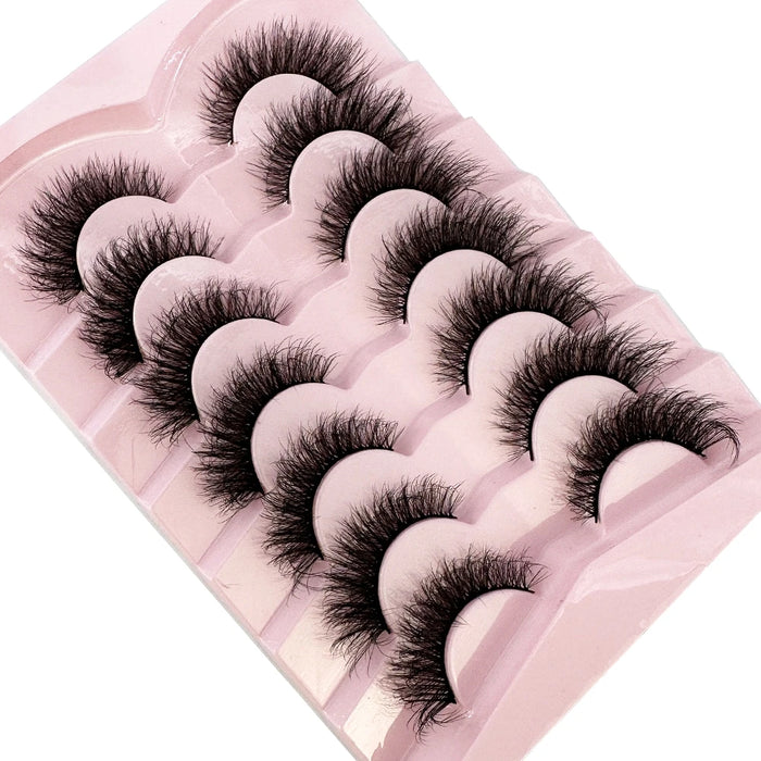 Mink Lashes Natural Look False Eyelashes Wispy Cat Eye Lashes Fluffy 3D Mink Lashes Natural Fake Lashes Strip Lashes Pack 7Pairs