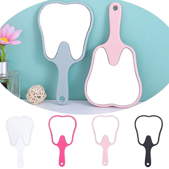 Tooth Shaped Handheld Mirror Practical PVC High Definition Dental Mirrors Makeup Mirror Gift