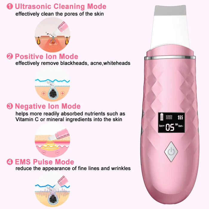 Ultrasonic  Cleaner Face Scrubber  Ems Ionic Massager For Face Peeling  Lifting Microcurrents for  Skin Care Spatula