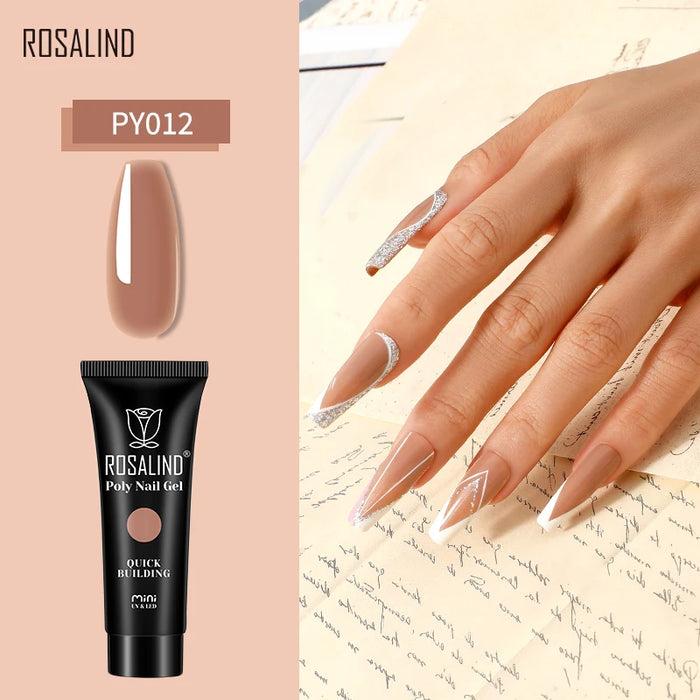 Rosalind Clear White Poly Nail Gel UV Builder Acrylic Liquid Quick Extension Nail Art Tip Glitter Poly Crystal Gel Top Base Coat