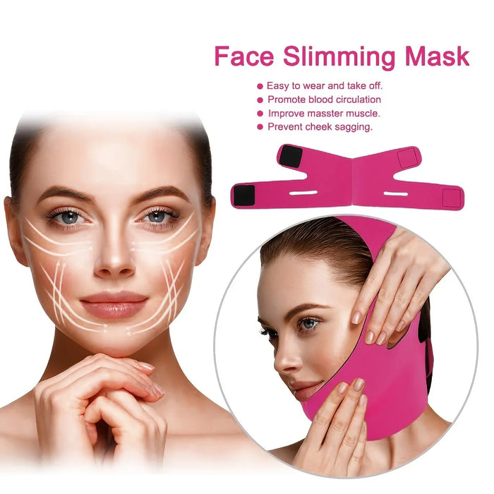 Reusable V Line lifting Mask Facial Slimming Strap - Double Chin Reducer - Chin Up Mask Face Lifting Belt - V Shaped Slimming Fa