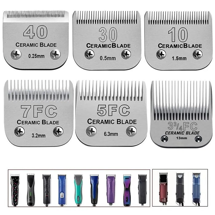 Detachable Pet Clipper Blades Set Compatible With For Most Andis, Oster, Wahl A5 Clippers,Made of Ceramic Blade&Carbon Steel