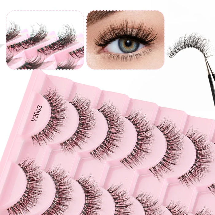 Lashes 3/10 Pairs Half Lashes Cat Eye Natural Long Lashes 3D Mink Eyelashes Full Strip Lashes Makeup Extension Tools