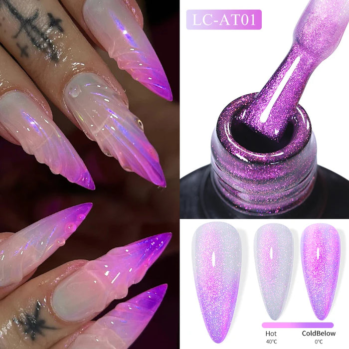 LILYCUTE Thermal Gel Nail Polish Nude Pink Winter Grey Gradient Temperature Color Changing Long Lasting Nail Art Gel Varnish