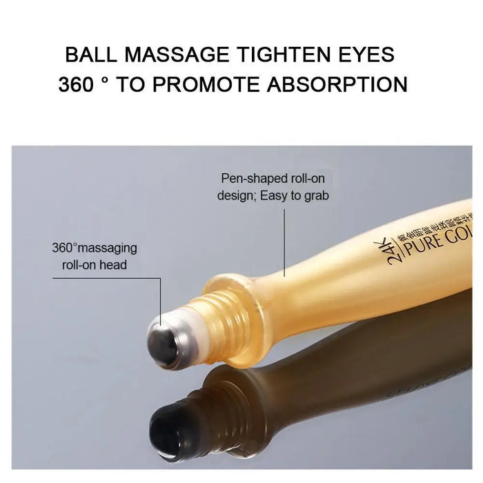 24K Gold Bright Eye Roller Eye Cream Hydrating Moisturizing Eye Serum Eye Care Dark Circles Removal Anti 15ml L2P8