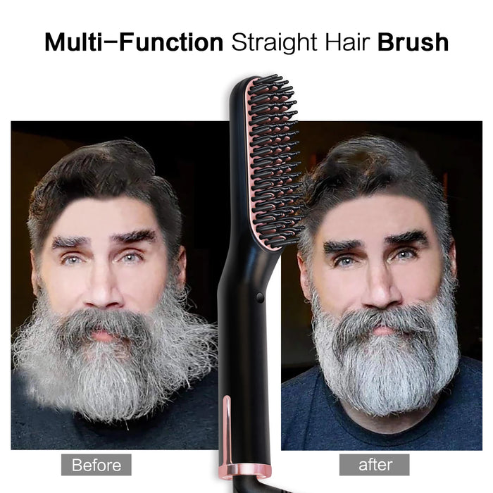 Ionic Hair Beard Straightener Comb Anti-Scald Ceramic Heated Beard Brush Portable Beard Straightening Comb