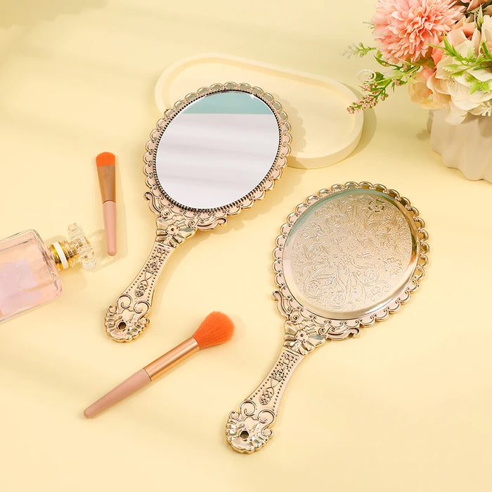 Classic style makeup mirror Makeup mirror Golden Mirrors Hand held makeup mirror handle Large quantity can be customized