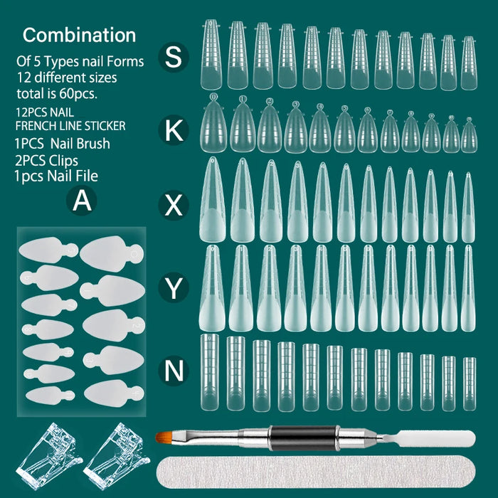 FILI Nails Art Tool Set Quick Building Mold Nail Brush Kit Dual Forms Nail Extension System With Nail Pen Gel Clips For Top Form