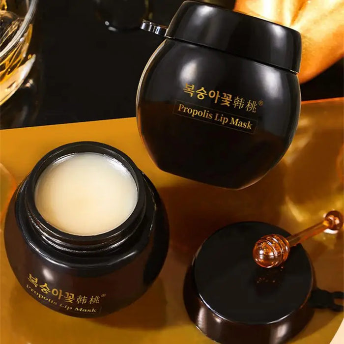 Propolis Lip Mask With Lip Brush Moisturizing Repair Lip Balm Fade Lip Lines Long-lasting Hydrating Exfoliating Dead Skin Care