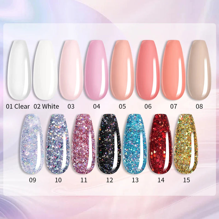 LILYCUTE 15ml Nail Extension Gel Set Clear Nude Quick Nail Prolong Acrylic Crystal Extend Mold Nail Art Construction Gel Varnish