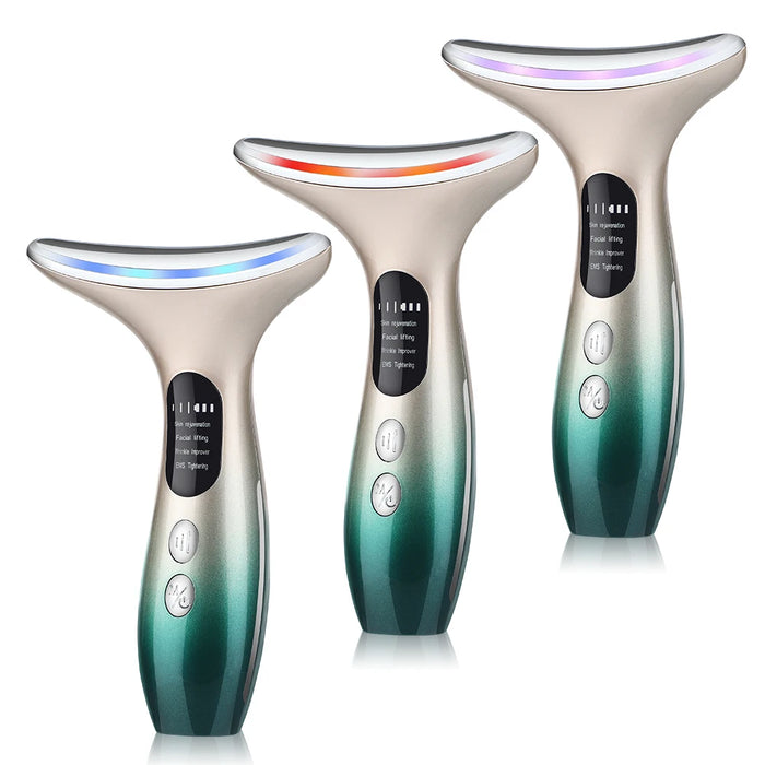 Neck Face Beauty Device EMS Facial Lifting Massager 3 Colors Led Photon Therapy Anti Wrinkle Double Chin Remover Skin Care Tools