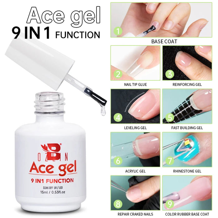 4 In 1 Base Coat Function 15ML Soak Off LED UV Gel Nail Polish Long Lasting Nails Tip Glue Art Tools Varnish Lacquer