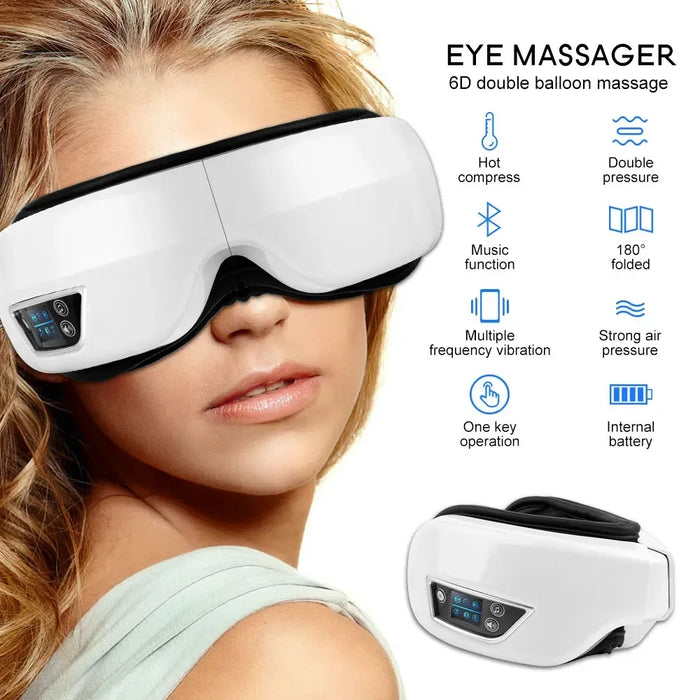 Eye Massager With Heat Smart Airbag Vibration Eye Care Compress Bluetooth Eye Massage Relax Migraines Relief Improve Sleep