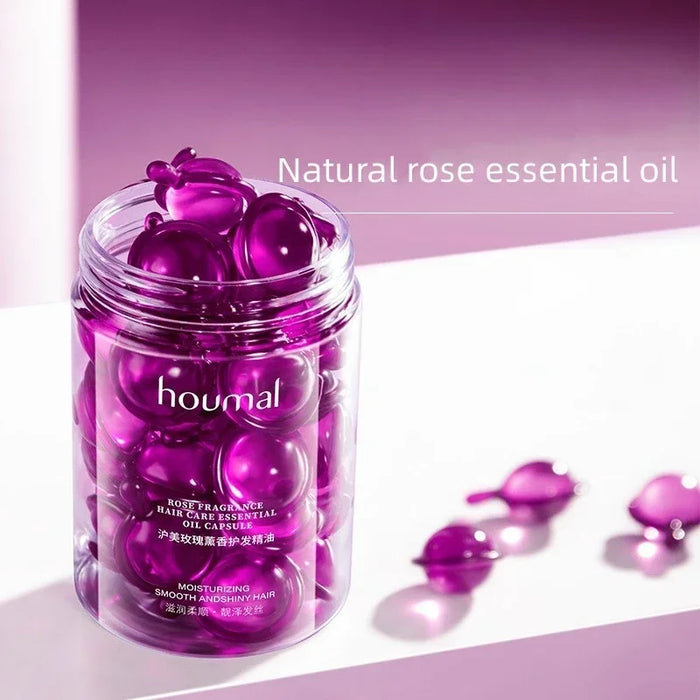 30Pcs Hair Rose Essential Oil Vitamin Capsule Nourishing Treatment Repair Damaged Strengthen Smooth Hair Repair Silky Hair Serum