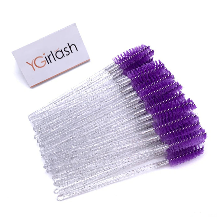 YGirlash Wholesale Good Quality Disposable 50 PCS/Pack Crystal Eyelash Makeup Brush Mascara Wands Lash Extension Tools