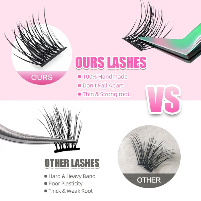 YUANZHIJIE 144pcs/case 100% Handmade DIY Lashes Extension 8-16mm Mix Length Eyelashes  Segmented Eyelashes Bundle Lash