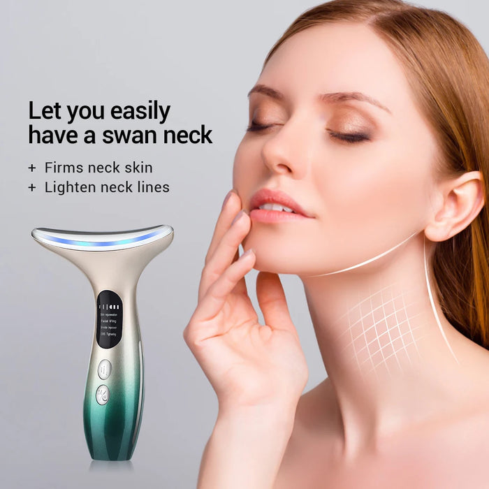 Neck Face Beauty Device EMS Facial Lifting Massager 3 Colors Led Photon Therapy Anti Wrinkle Double Chin Remover Skin Care Tools