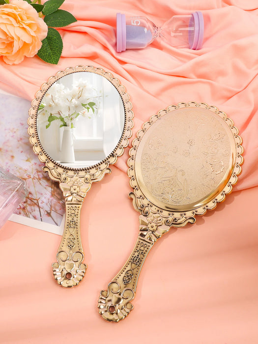 Classic style makeup mirror Makeup mirror Golden Mirrors Hand held makeup mirror handle Large quantity can be customized