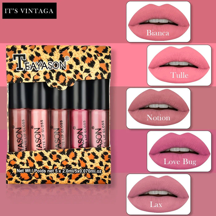 5Pcs/Set Waterproof Lipstick Sexy Vampire Lip Stick Matte Velvet Lipsticks Lips Makeup Cosmetics Labiales Matte