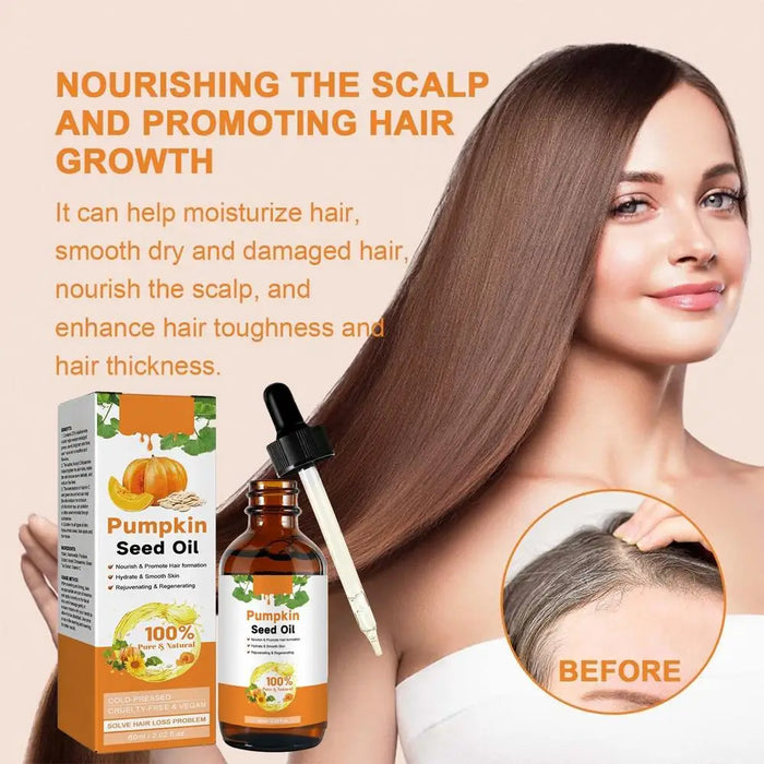 NEW 60ml Hair Growth Pumpkin Seed Oil Body Skin Nourishing Scalp Massage Health Dry Damaged Cracked Repair Nourishing