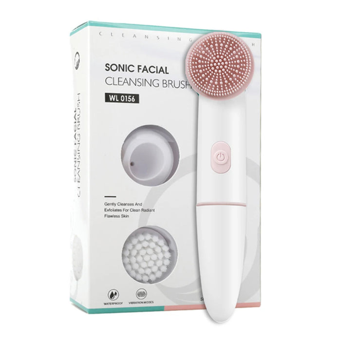 Electric Facial Cleanser Battery Powered Waterproof Vibrating Face Cleaning Brush 2 Speed Face Deep Washing Massaging Device