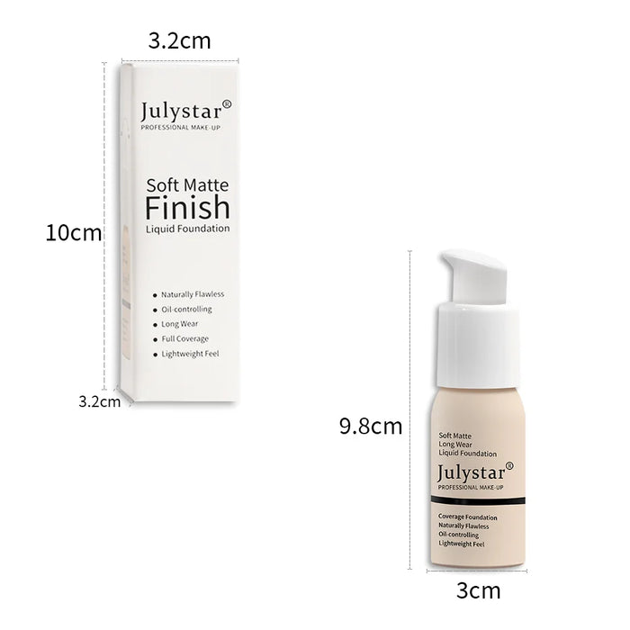 Julystar 10 Colours Matte Moisturising Finishing Foundation Waterproof Long Lasting No Makeup Removal Face Concealer Powder