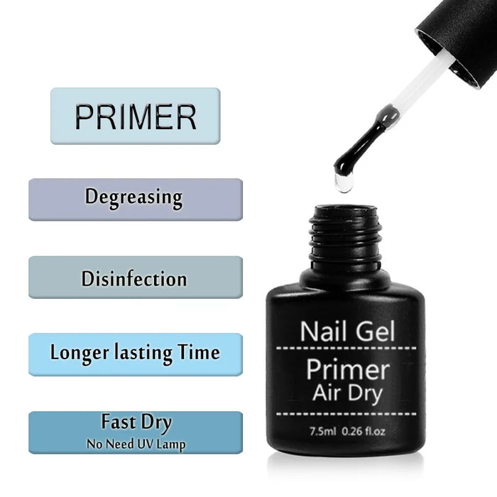 Limegirl7.5ML Quick Air Drying Primer for Nail Art Design Natural Nail Primer Gel Nail Polish Air Dry Soaking Remove Base Coat N