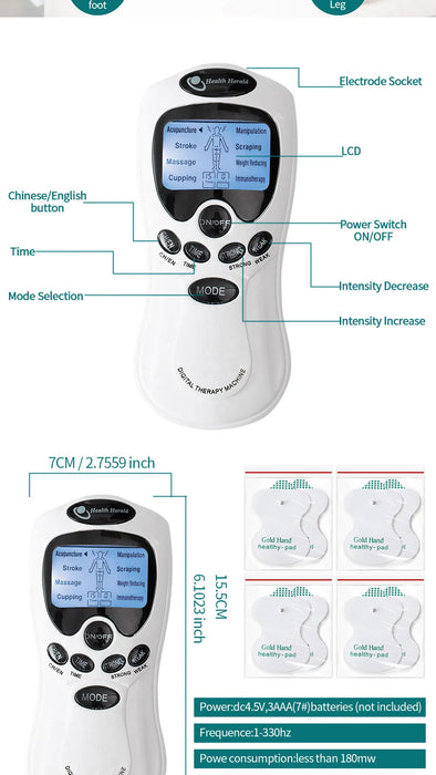 Electric Massage Instrument EMS Tense Machine Pulse Massager Tens Acupuncture Electrical Muscle Stimulator for Neck Back Body