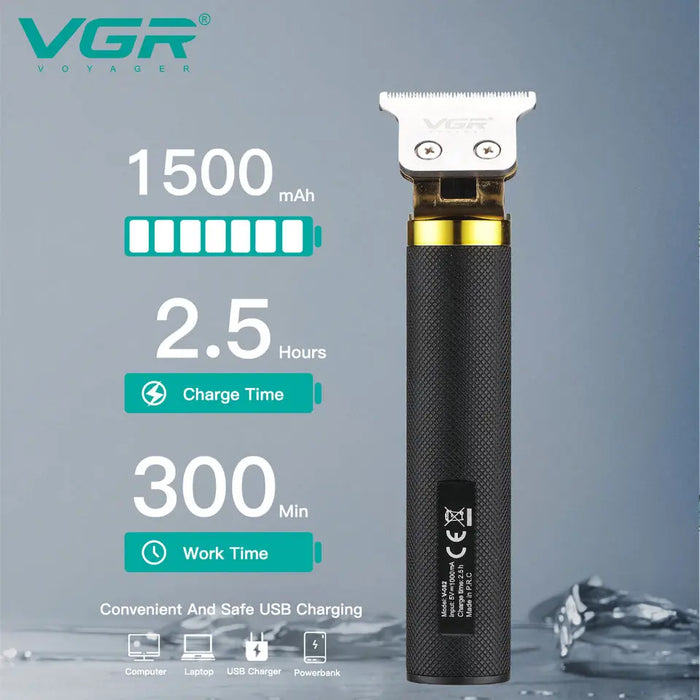 Original VGR Professional USB Electric Hair Trimmer Rechargeable Barber Cordless Hair Clippers For Men Haircut Machine