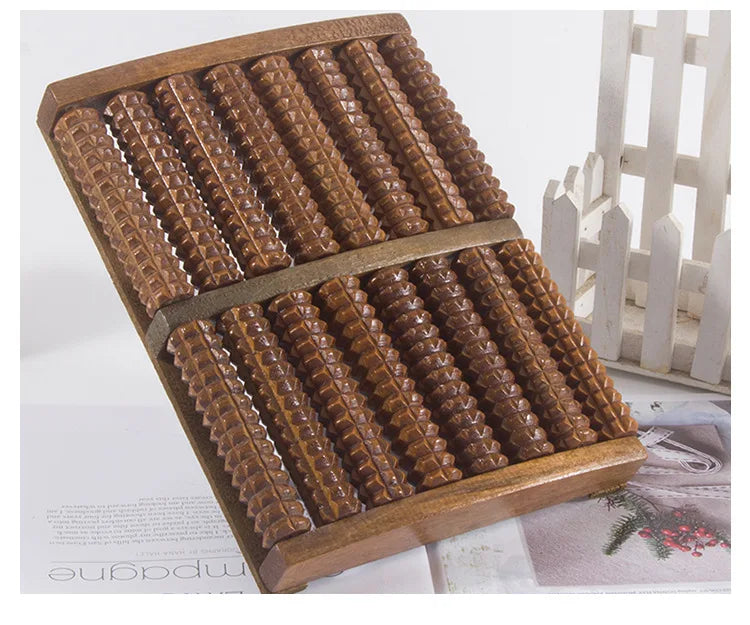 Eight rows solid wooden roller foot massager pedicure machine foot brush wooden feet meridians foot massager