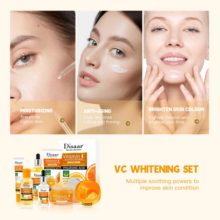 Disaar Vitamin C Facial Care Set Cream Mask Face Clean Moisturizing Serum VC Essence Repair Skin Care Set