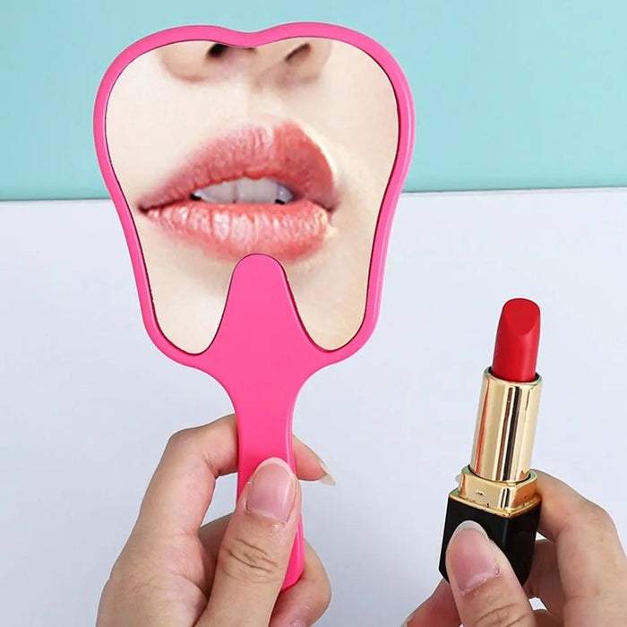 Tooth Shaped Handheld Mirror Practical PVC High Definition Dental Mirrors Makeup Mirror Gift