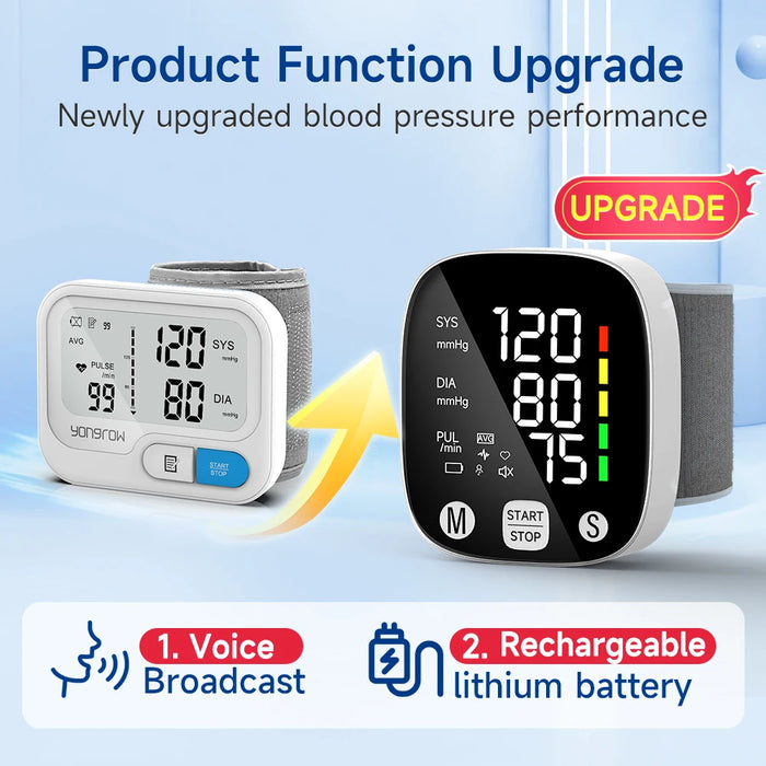 Yongrow Automatic Digital Wrist Blood Pressure Monitor Sphygmomanometer Tonometer Tensiometer Heart Rate Pulse Meter BP Monitor