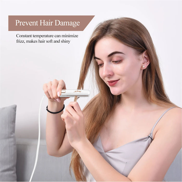 CkeyiN 20mm Professional 2 in 1 Hair Straightener Mini Hair Curler Thermostatic Fast Heat Flat Iron Curling Iron Waver Plate