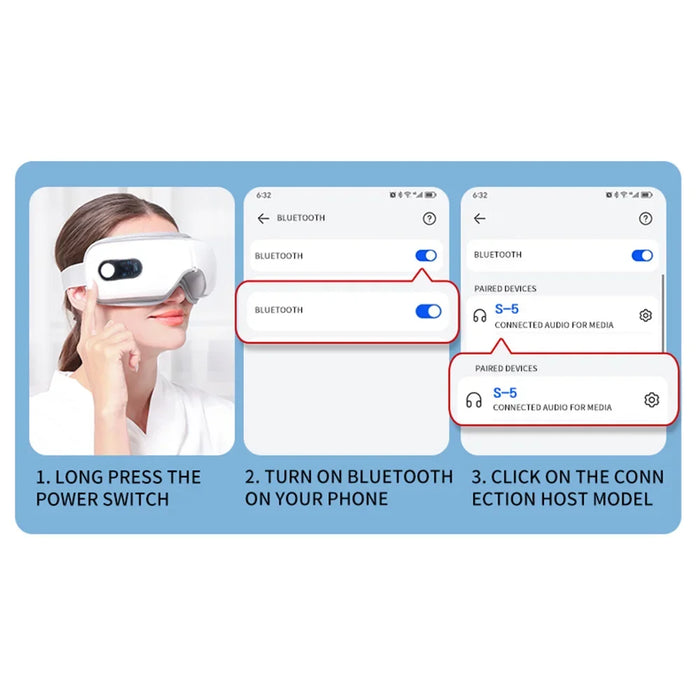 Heated Eye Massager Smart Airbag Vibration Eye Care Instrument With Bluetooth Eye Massage Glasses Fatigue Pouch ＆ Wrinkle