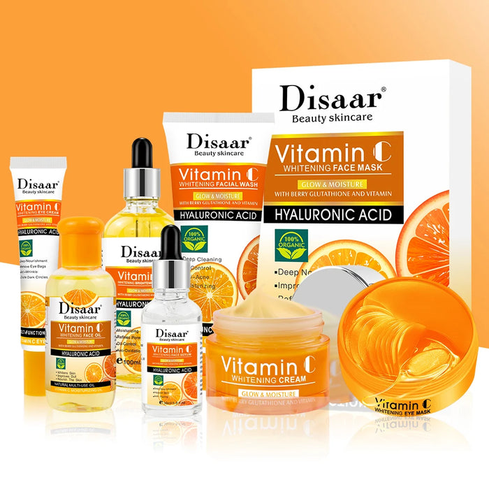 Disaar Vitamin C Facial Care Set Cream Mask Face Clean Moisturizing Serum VC Essence Repair Skin Care Set