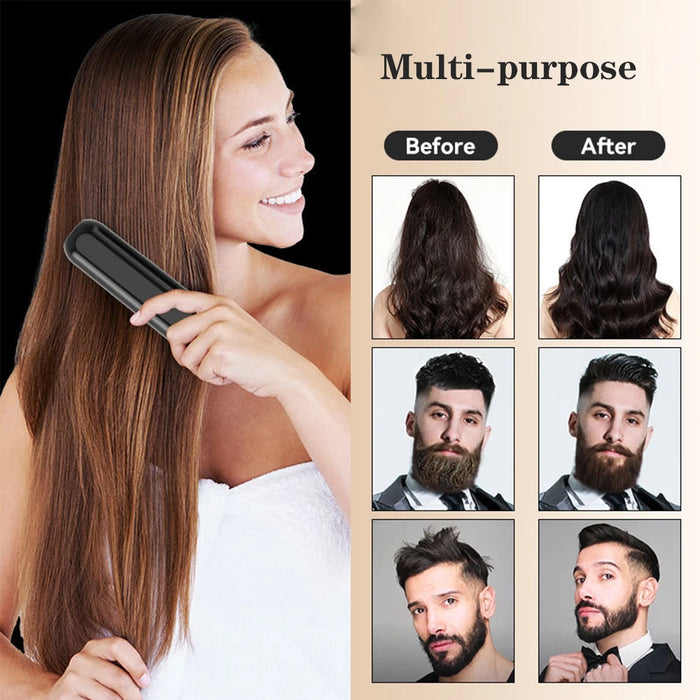 Cordless Beard Straightener for Men Portable Hair Straightener Brush Women Mini Electric Hair Brushes for Home Travel Hot Comb