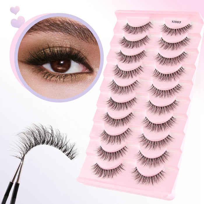 SHIDISHANGPIN 5/10Pairs False Lashes Cat Eye Eyelashes Eyelash Extension 3D Mink Half Lashes Natural Makeup faux Cils maquiagem