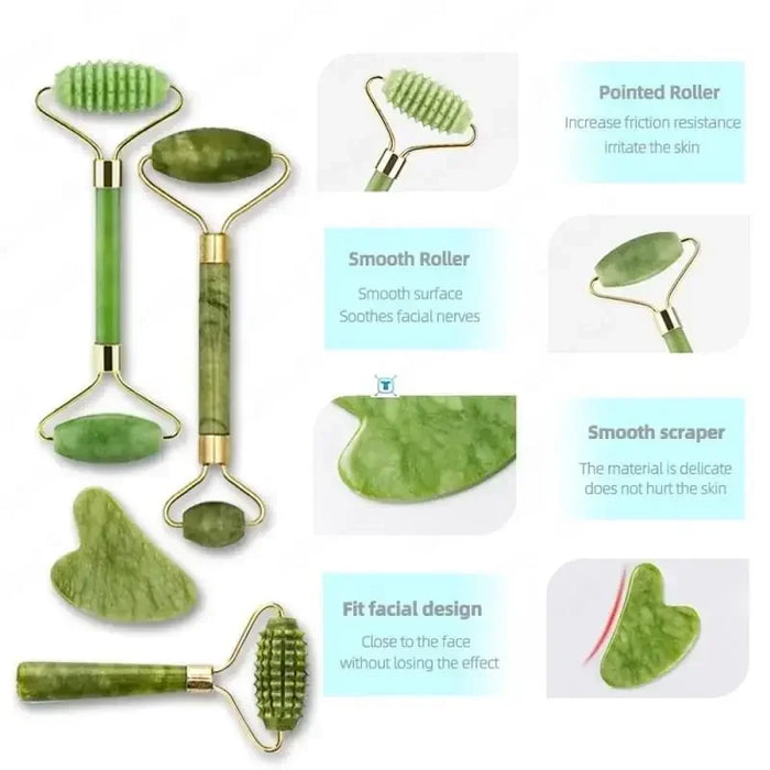 Natural Jade Roller Massager for Face Roller facial liftting Anti-wrinkle Gua Sha Jade Stone Face Massager Beauty Skin Care Tool